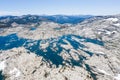 Aerial View of Rocks and Lake in Sierra Nevada Mountains in California Royalty Free Stock Photo