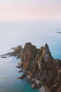 Aerial view rocks and ocean in Norway landscape nature travel scenery Vesteralen islands