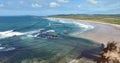 Aerial view of rocks at Pollan Strand Ballyliffin Beach on the Atlantic Ocean County Donegal Ireland Royalty Free Stock Photo