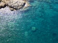 Aerial view of rocks on the sea. Overview of the seabed seen from above