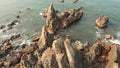 Aerial view rocks and stones on the Arambol beach in North Goa, India. Royalty Free Stock Photo