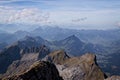 Aerial view of the rocky Alps mountain range