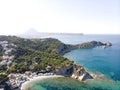 Aerial view rocky green mountains of Javea. Spain