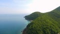 Aerial View of the rocky islands in Andaman sea, Thailand. Poda island in Krabi Thailand. Long exposure of Makua beach