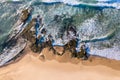 Aerial view of rocky shoreline at Dudley Beach - Newcastle Australia Royalty Free Stock Photo