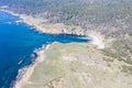 Aerial View of Rocky Shoreline in Northern California Royalty Free Stock Photo