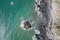 Aerial View of Rocky Shoreline in Northern California Royalty Free Stock Photo