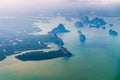 Aerial View of Rocky Tropical Islands in a River Delta