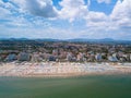 Aerial view of the Romagna coast with the beaches of Riccione, Rimini and Cattolica Royalty Free Stock Photo