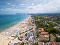 Aerial view of the Romagna coast with the beaches of Riccione, Rimini and Cattolica