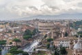 Aerial view of the Roman Forum and Colosseum in Rome, Italy. Rome from above. City center Royalty Free Stock Photo