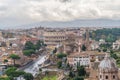 Aerial view of the Roman Forum and Colosseum in Rome, Italy. Rome from above. City center Royalty Free Stock Photo