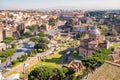 Aerial view of the Roman Forum and Colosseum in Rome, Italy Royalty Free Stock Photo