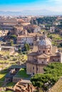 Aerial view of the Roman Forum and Colosseum in Rome, Italy. Rom Royalty Free Stock Photo