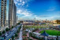 Aerial view of romare bearden park in downtown charlotte north c