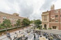 Aerial view of Ronald Tutor Campus Center and Bovard Aministration of USC