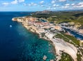 Aerial view of the Rondinara beach, Bonifacio, Corsica, France Royalty Free Stock Photo