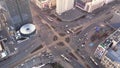 Aerial View Of The Rondo Dmowskiego Street Roundabout - Trams And Cars