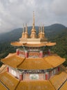 Aerial view roof top Kuan Yin Goddess of Mercy Pavilion in Kek Lok Si Temple.