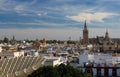 Aerial view of the roofs and the cathedral of Seville, Andalusia, Spain. Royalty Free Stock Photo