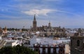 Aerial view of the roofs and the cathedral of Seville, Andalusia, Spain. Royalty Free Stock Photo