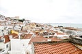 aerial view of the roofs of city, in Lisbon Capital City of Portugal