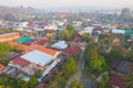 Aerial view of roofs of local village houses. Residential buildings in Ubon Ratchathani, Thailand. Urban city town in Asia. Royalty Free Stock Photo