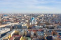 Aerial view roofs of old houses in the center of St. Petersburg, Church Trinity Cathedral