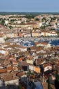 Aerial view on the roofs in Rovinj old town