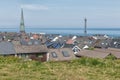 Aerial view roofs of village German island Helgoland