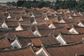 Aerial view of rooftop of the ancient Chinese village buildings, an traditional village with neat rows of houses in Zhangzhou, Fuj Royalty Free Stock Photo