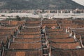 Aerial view of rooftop of the ancient Chinese village buildings, an traditional village with neat rows of houses in Zhangzhou, Fuj Royalty Free Stock Photo