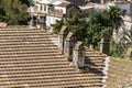 Aerial view of rooftop chimneys. Royalty Free Stock Photo