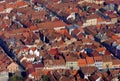 Aerial view of the rooftop of houses from Old Town in Brasov city. Royalty Free Stock Photo