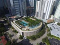 Aerial view of a rooftop swimming pool in Miami, United States