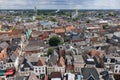 Aerial view rooftops downtown Dutch medieval city Groningen