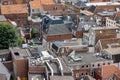 Aerial view rooftops downtown Dutch medieval city Groningen