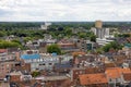 Aerial view rooftops downtown Dutch medieval city Groningen