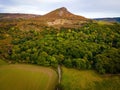 Aerial view of Roseberry Topping a distinctive hill in North Yorkshire, England. It is situated near Great Ayton and Newton under Royalty Free Stock Photo