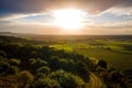 Aerial view of Roseberry Topping a distinctive hill in North Yorkshire, England. It is situated near Great Ayton and Newton under Royalty Free Stock Photo