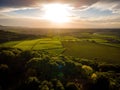 Aerial view of Roseberry Topping a distinctive hill in North Yorkshire, England. It is situated near Great Ayton and Newton under Royalty Free Stock Photo