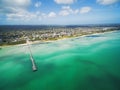 Aerial view of Rosebud pier and coastline, Melbourne, Australia