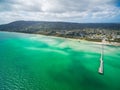 Aerial view of Rosebud pier and coastline, Melbourne, Australia