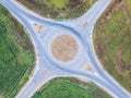 Aerial view of roundabout