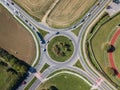 Aerial view of a roundabout and vehicle circulation