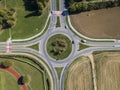 Aerial view of a roundabout and vehicle circulation