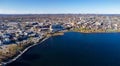 Aerial panoramic view of Rouyn-Noranda. Abitibi-Temiscamingue, Quebec, Canada. Royalty Free Stock Photo