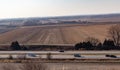 Aerial view of Rows of mature corn on a farm in Gretna Nebraska