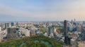 Aerial view of The Royal Bangkok Sports Club in Ratchadamri district, Bangkok Downtown Skyline. Thailand. Financial district in
