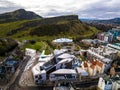 Aerial view of Royal mile end and Arthurs seat in Edinburgh Royalty Free Stock Photo